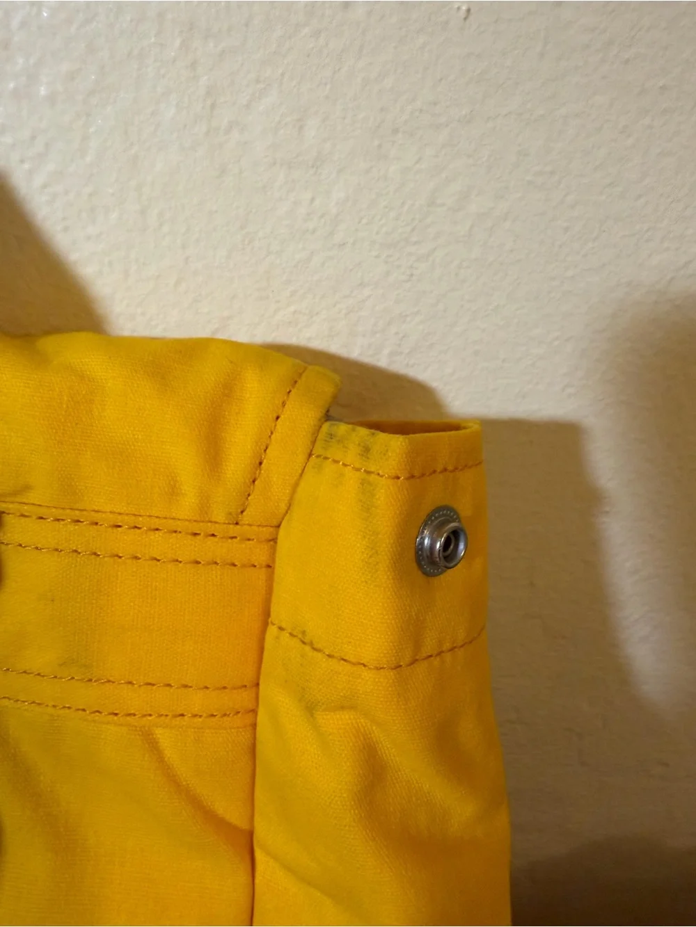 TOMS Yellow Canvas Roll-Top Backpack with Dark Brown Strap